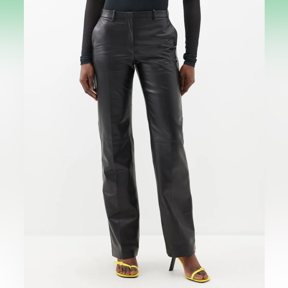 Loewe Straight Leg Leather Pants. Size 34
